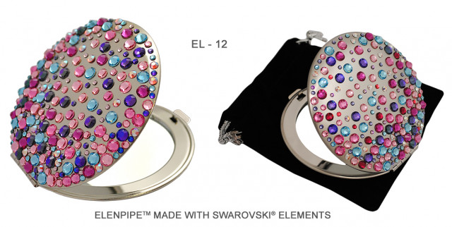 Taschenspiegel aus Metall Serie EL-12 ELENPIPE MADE WITH SWAROVSKI  ELEMENTS - Wellness Gesundheit - Radeberg