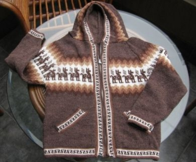 Braune Kinder Kapuzenjacke, Alpakawolle - Baby und Kind -  