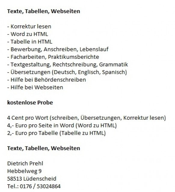 Referaten, Bewerbungen, Lebenslauf, Anschreiben, PC, Webseite, Rechtschreibung,  - Computer - Lüdenscheid