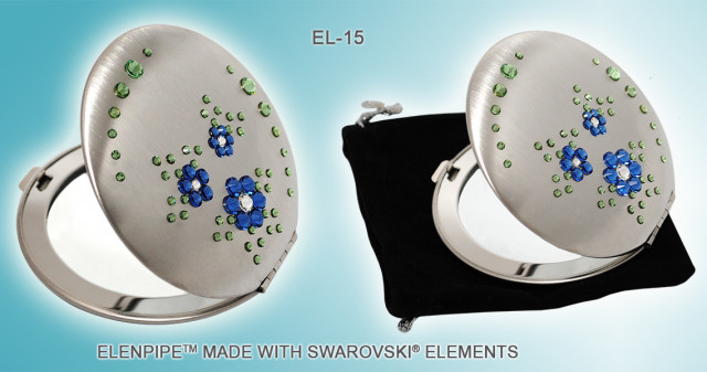 Taschenspiegel aus Metall Serie EL-15 ELENPIPE MADE WITH SWAROVSKI  ELEMENTS - Kleidung Schmuck Accessoires - Przemysl